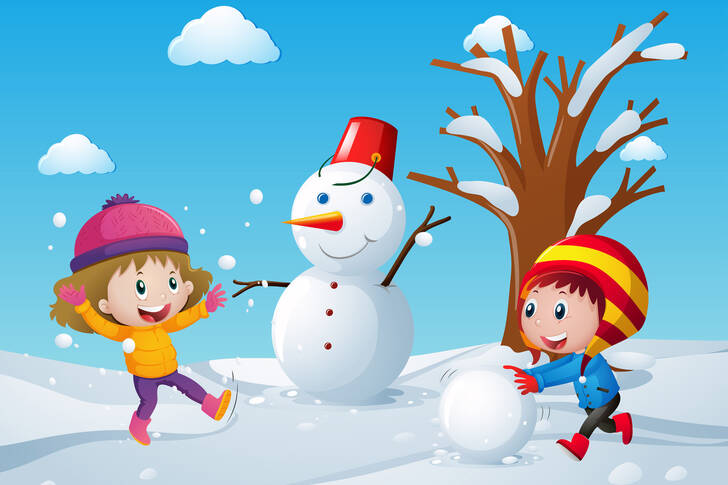 رجل الثلج والأطفال