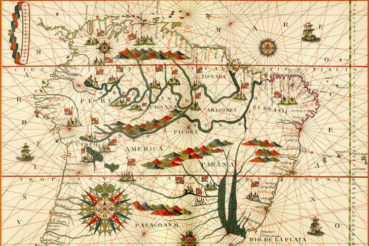 An old map of South America