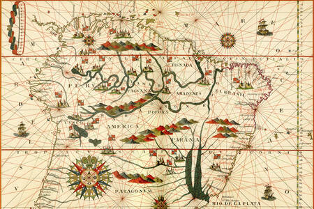 Stara mapa Ameryki Południowej