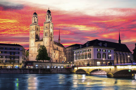 View of the Grossmünster Church, Zurich