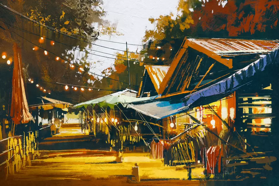 Mercado por la tarde