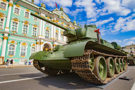 Military equipment on the Palace Square