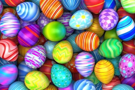 Huevos de Pascua con diferentes patrones.