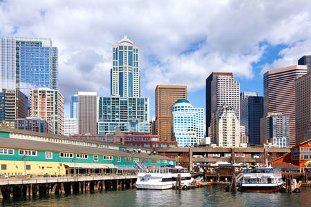 Seattle waterfront and skyscrapers