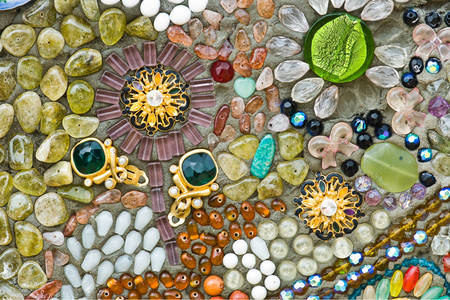 Mosaic of stones and jewelry