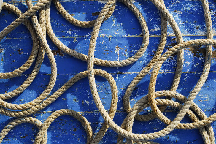 Ship rope on blue background