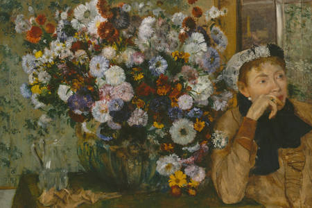 Едгар Дега: "Жінка, що сидить поруч з вазою з квітами"