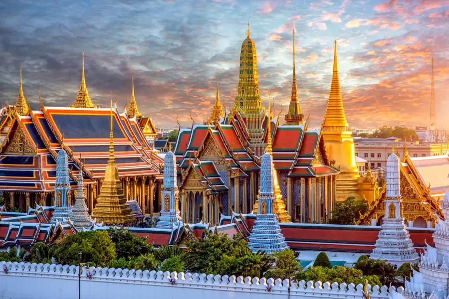Wat Phrakeu-tempel bij zonsondergang