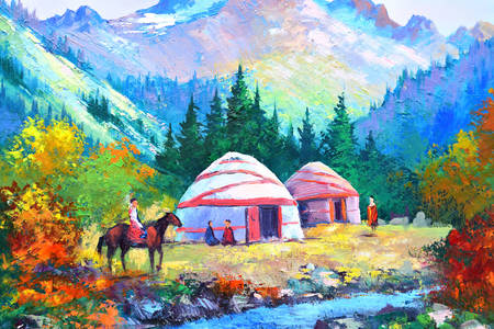 Yurts in de bergen