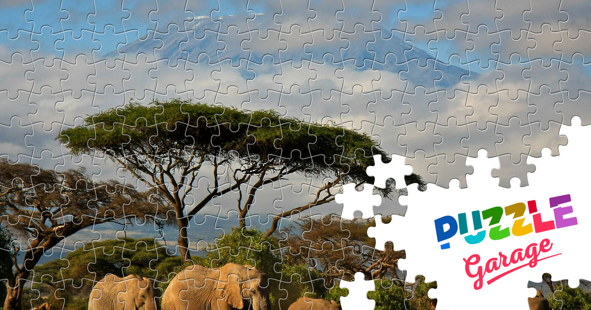 Elephant family Jigsaw Puzzle (Countries, Kenya) Puzzle Garage