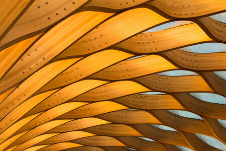 Curved wooden pavilion
