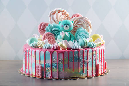 Children's cake with marshmallows