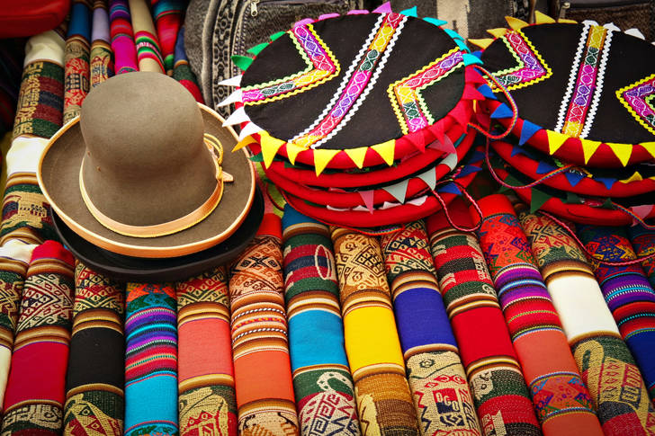 Colorful fabrics in Peru
