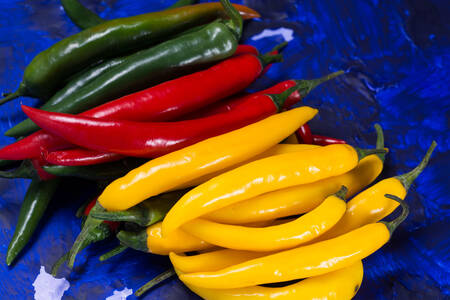 Hot peppers of different colors