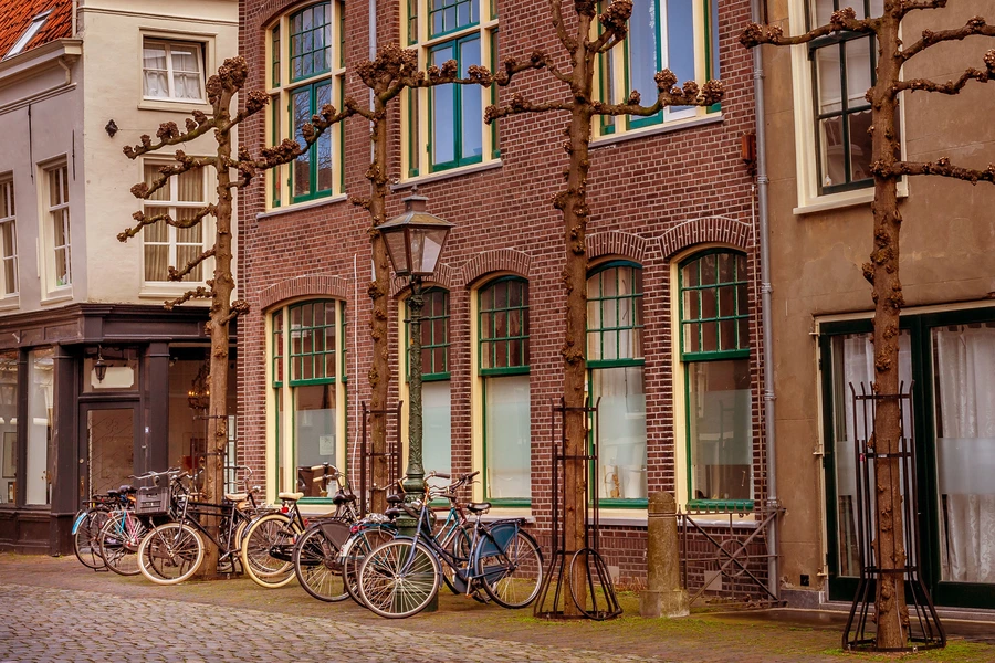 Sepeda di jalan di Leiden