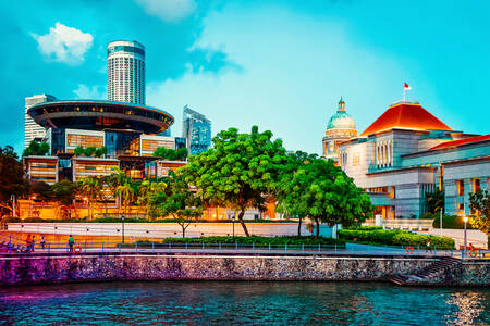 Vista degli uffici governativi a Singapore