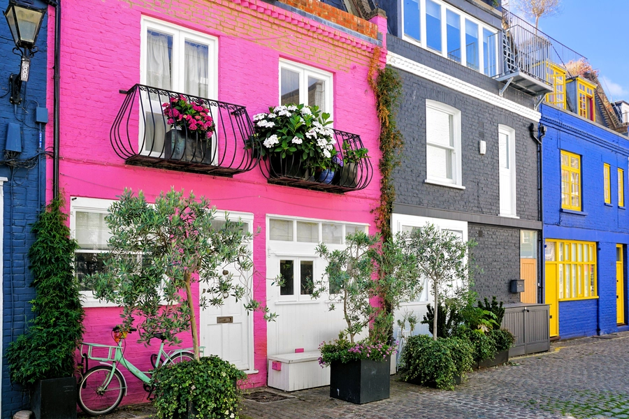 Bunte Häuser in London