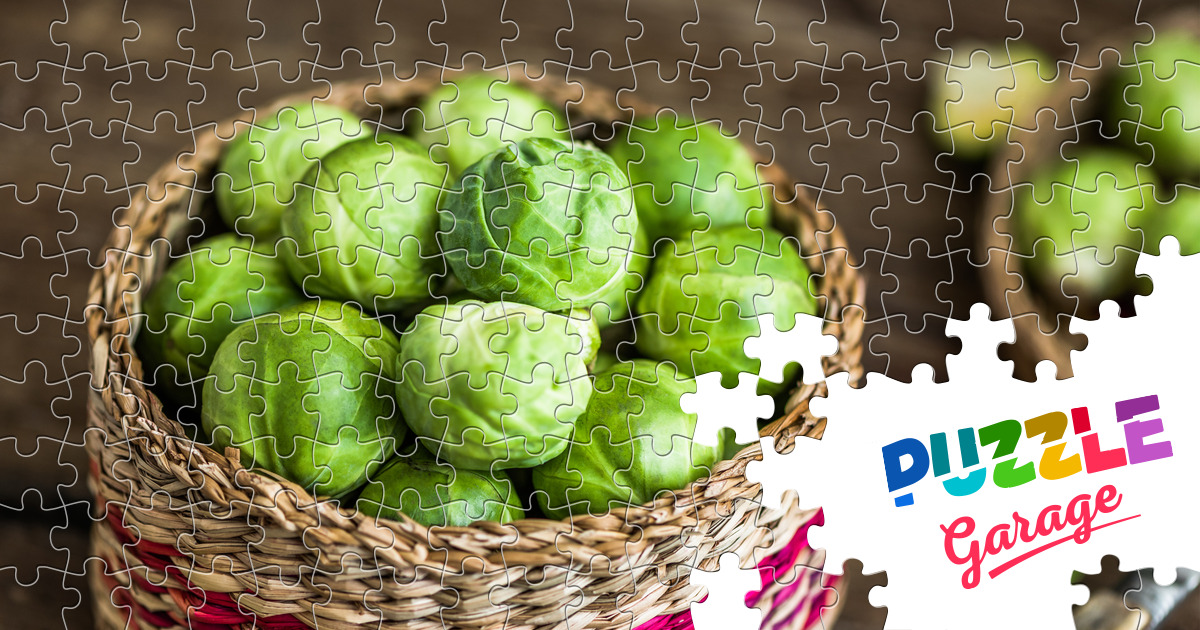 Brussels sprouts in a basket Jigsaw Puzzle (Plants, Vegetables