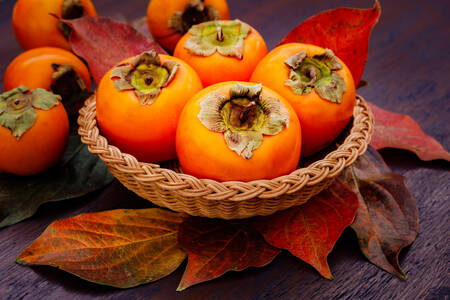 Persimmon in a basket
