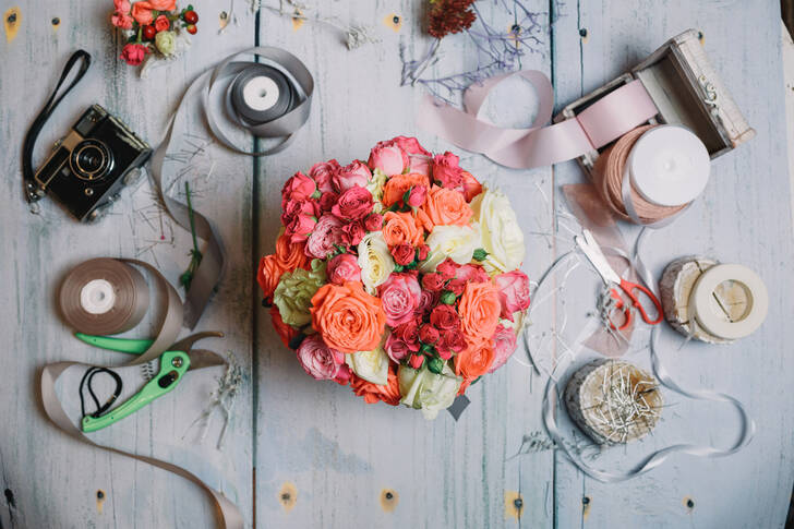 Orange wedding bouquet