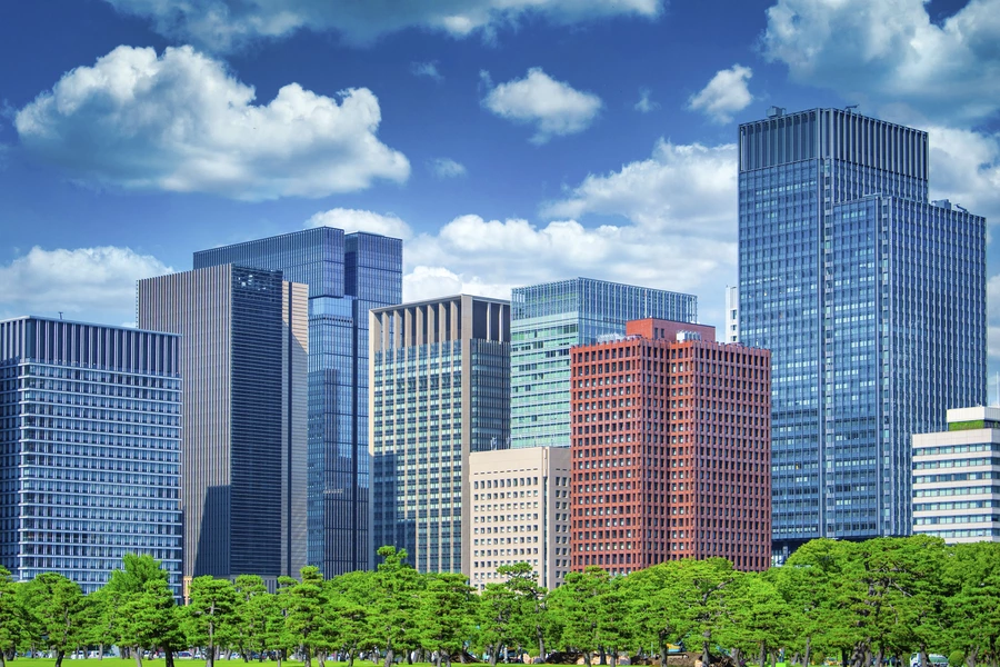 Moderne gebouwen in Tokio