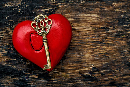 Red heart and golden key