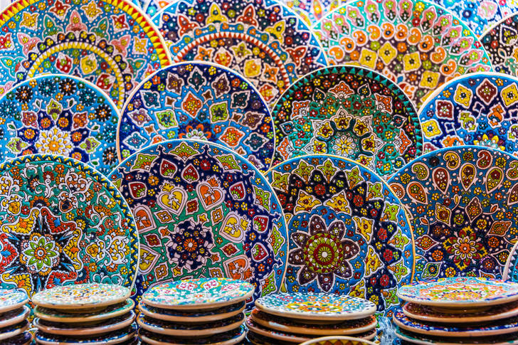 Multicolored ceramic dishes