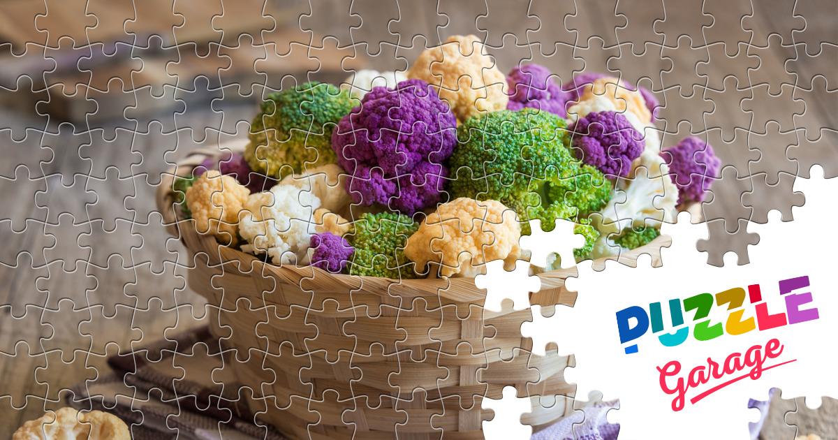 Multicolor cauliflower in a basket Jigsaw Puzzle (Plants, Vegetables ...