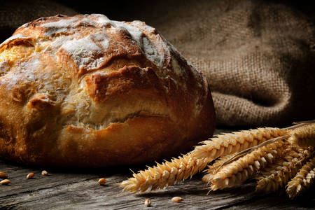 Bread and spikelets of wheat