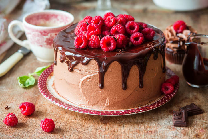 Gâteau au chocolat et aux framboises