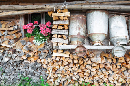 Firewood in a mountain hut