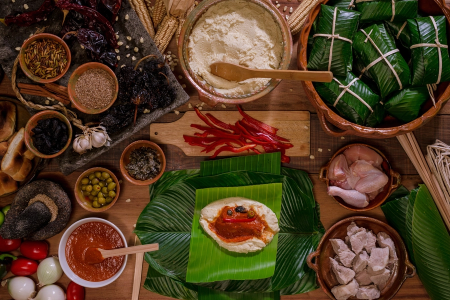 Ingrédients pour les tamales guatémaltèques