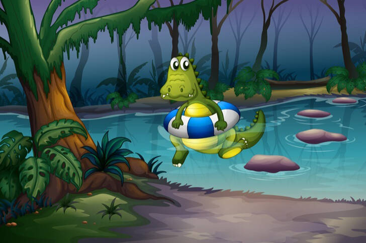 Крокодил в пруду