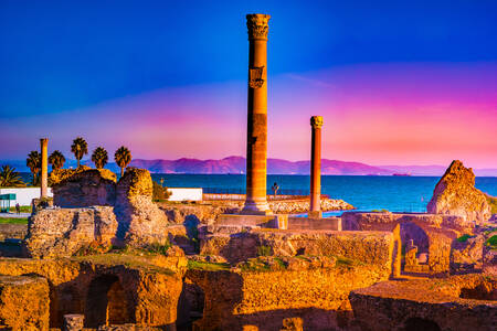 Zonsondergang in Carthago