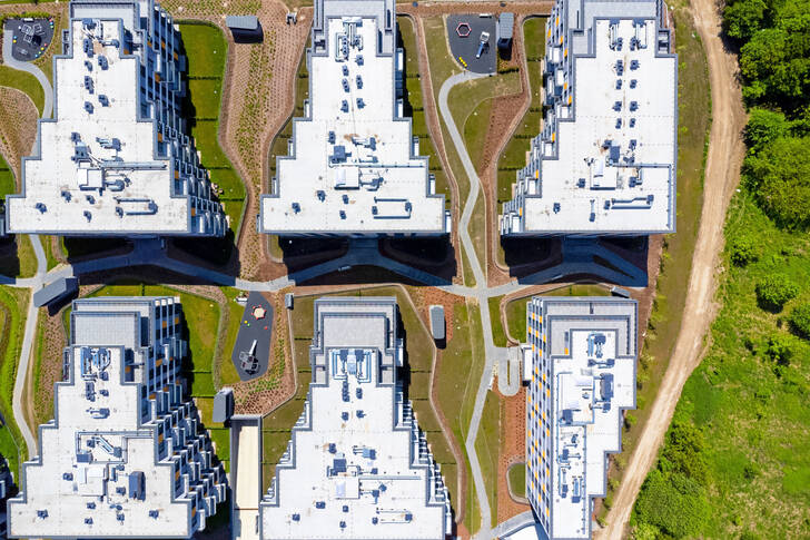 Top view of modern houses