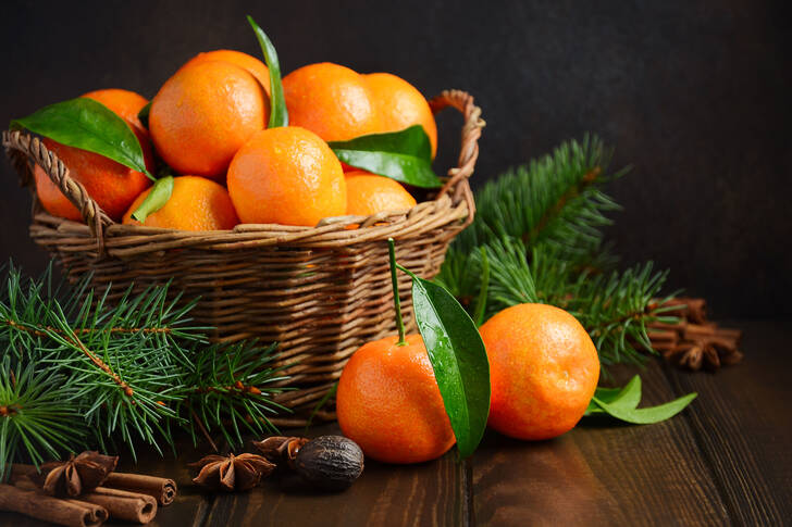 Tangerines in a basket