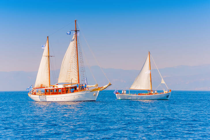 Wooden sailing boats