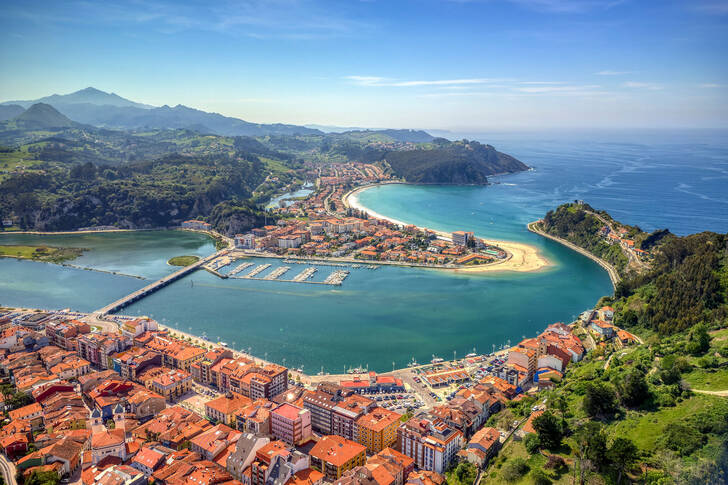Aerial view of the city of Ribadesella
