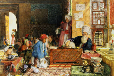 John Frederick Lewis: "Interiér školy v Káhiře"