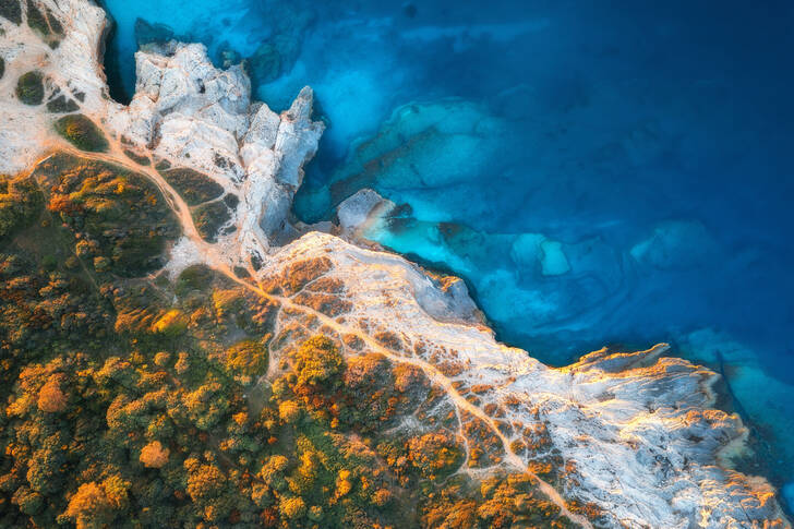View from above of the sea coast