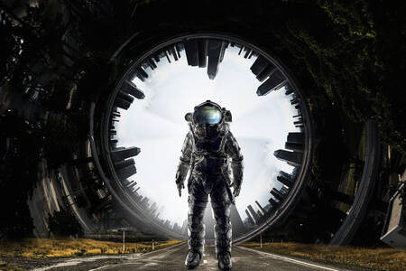 رائد فضاء في بدلة فضاء مستقبلية