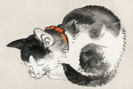 Kōno Bairei: "Sleeping cat"
