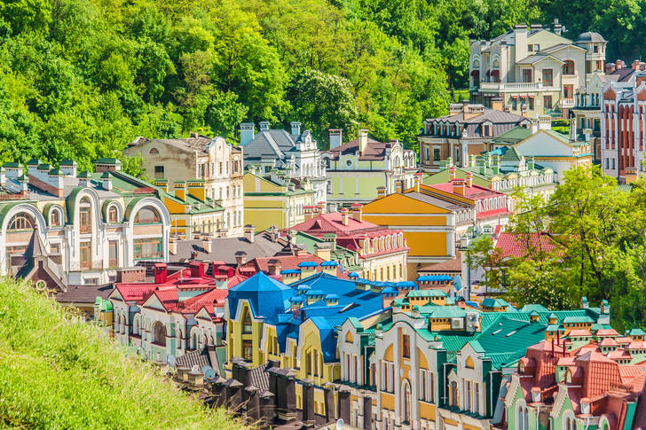 Gekleurde huizen in Kiev