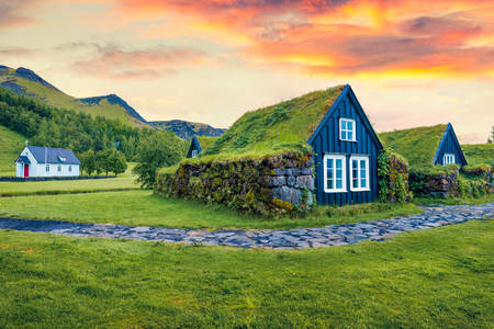 Tradičné domy na Islande