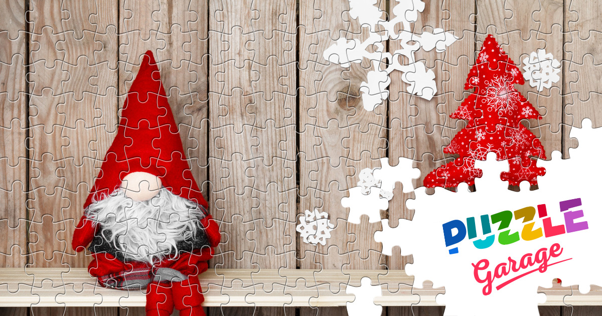 Plush gnome and Christmas tree Jigsaw Puzzle (Holidays, Christmas