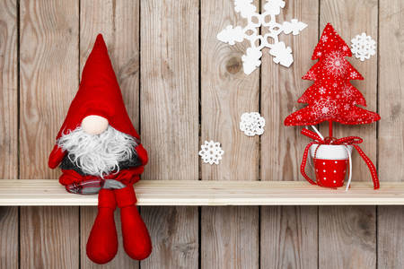 Plush gnome and Christmas tree