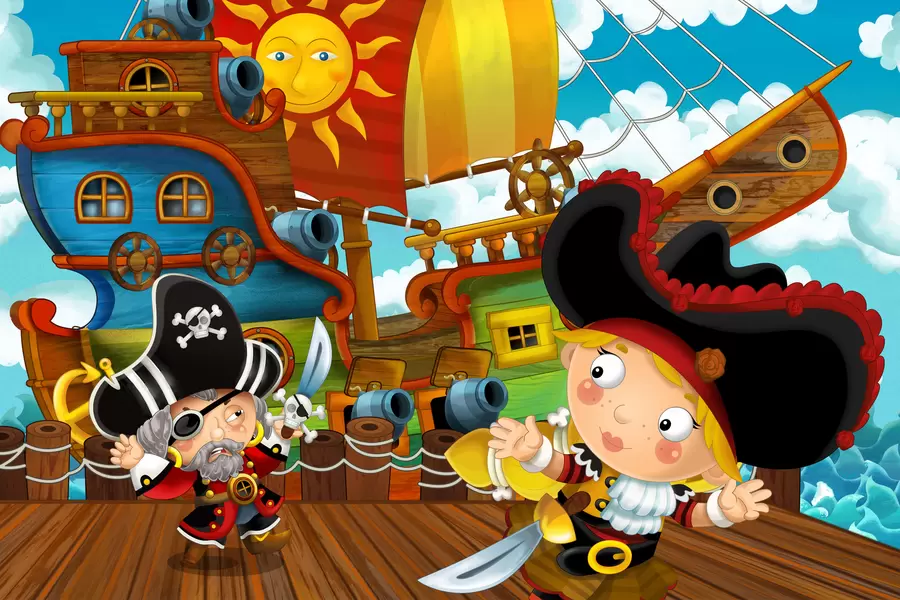 Piraten bij het schip
