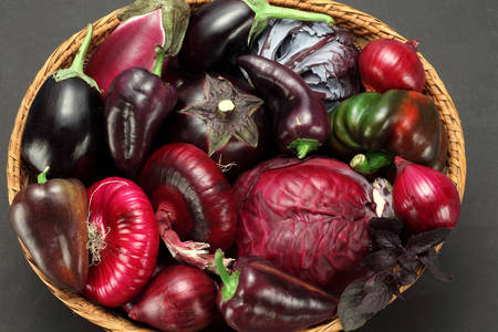 Basket with purple vegetables