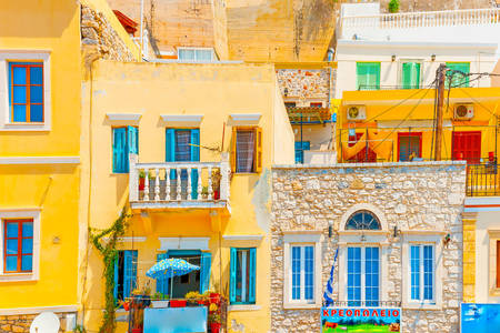 Case colorate sull'isola di Kalymnos