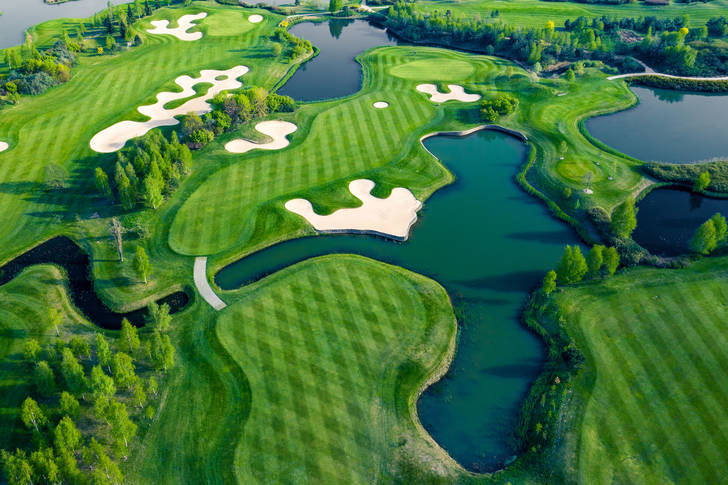 Top view of golf courses